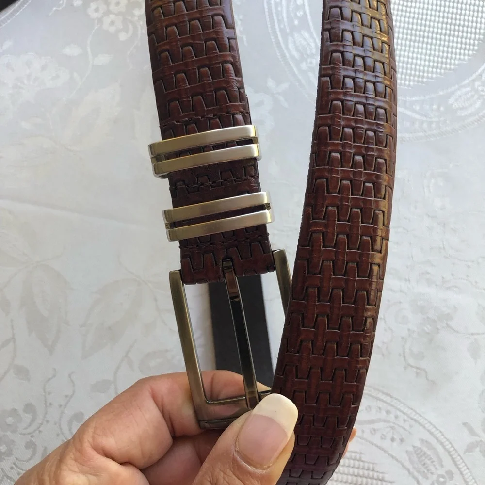 PGA Tour Textured Brown Top Grain Leather Belt with Silver Buckle Men’s Size 40
